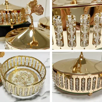 De uz casnic living, masă de cafea, cutie de depozitare sticla de cristal bomboane ornamente de lux Lumina franceză ornamente de aur