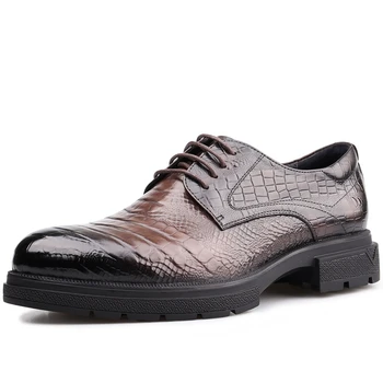 Barbati Pantofi De Designer De Crocodil Model Britanic De Moda Noua Fund Gros De Vacă Din Piele Oameni De Afaceri Derby Rochie Formale Pantofi De Piele