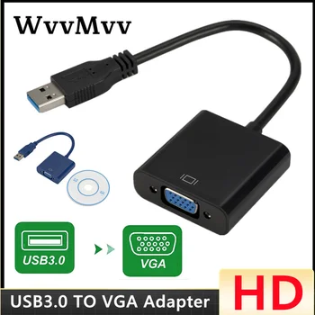 WVVMVV HD USB 2.0/3.0 La VGA Multi-Display Adaptor Convertor Video Extern Card Grafic Portabil USB La VGA Converter
