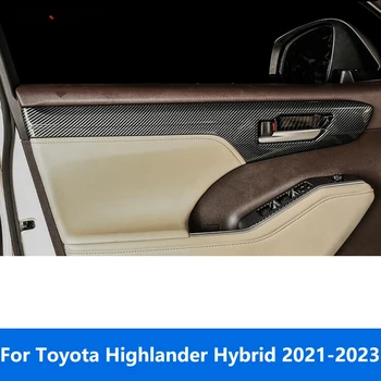 Maner Usa Interioara Castron Cu Capac Panou Ornamental Pentru Toyota Highlander 2021 2022 2023 Hibrid De Fibră De Carbon, Accesorii Auto Styling