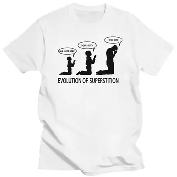 2022 Superstiție Evoluția - Mens Amuzant Ateu T-Shirt Ateismul Imprimare De Îmbrăcăminte? Tricou