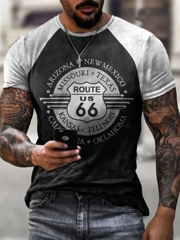 2023 Vară Bărbați Imprimate Casual Echipajul Gât Maneci Scurte T-Shirt Route 66 Negre 3D Imprimate Tricou 2023 Vară Bărbați Imprimate Casual Echipajul Gât Maneci Scurte T-Shirt Route 66 Negre 3D Imprimate Tricou 5
