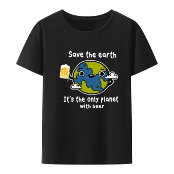 Salvați Pământul Amuzant Print T-shirt Hipster Confortabil Streetwear Îmbrăcăminte Stil Grafic Creativ Tricouri Umorului Liber Casual