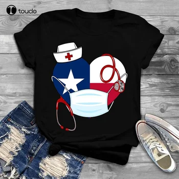 Inima Texas Stetoscop Asistenta Față Trend Cadou Tricou Marimea Xs-5Xl Unisex, Femei, Barbati Tricou