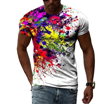 Vara Barbati de Moda T-shirt de Imprimare 3D Creative Floare de Imprimare de Moda Casual Harajuku Casual Personalitate Crewneck Maneci Scurte