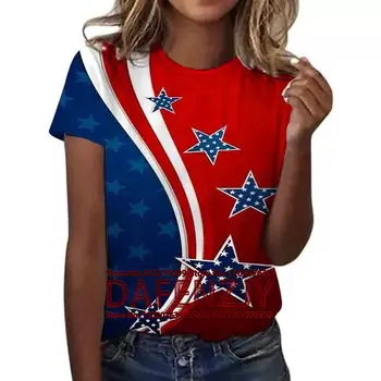 Retro Ziua Independenței Steagul Americii 3D Imprimate Tricou Femei Drăguț Casual Hip Hop Respirabil cu mânecă Scurtă Fete Camasi