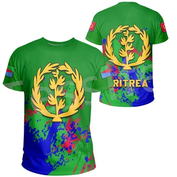 Tessffel Africa Țară Eritreea Leu Colorat Retro 3DPrint Bărbați/Femei Casual de Vara Amuzant Mâneci Scurte T-Shirt Streetwear A2