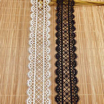 15Yds Fildeș Negru Dublu-side dantela din poliester tubulare Lolita haine accesorii DIY broderie dantelă Margini ornamente decorative 3.8 cm