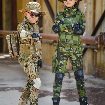 Copii Baieti Militar Dress up Costum de Camuflaj Echipament Tactic Cadou de Ziua Tabara de Vara Fanii Militare de Formare în aer liber