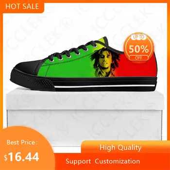 Reggae Muzica Rock Star Bob Marley Low Top De Înaltă Calitate Adidasi Barbati Femei Adolescent Canvas Sneaker Pereche De Pantofi Personalizate De Pantofi