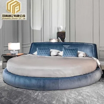 Vila de lux de lumină postmodern high-end, pat rotund, pat moale, mobila la comanda dormitor pat mare