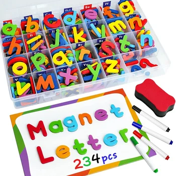 244 Buc Litere Magnetice Set Numere, litere Mari litere Mici Spuma Alfabet ABC 123 Magneți de Frigider, Jucărie de Învățământ Set