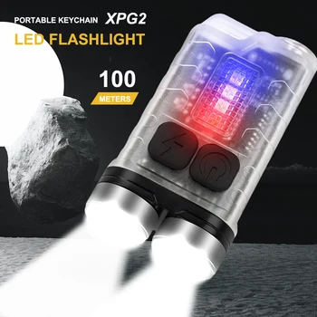 Super Bright LED-uri Lanterna 900 Lumeni Moduri de 12 Reîncărcabilă Tip c Fluorescente Shell Mini Puternic Breloc Lanterna în aer liber