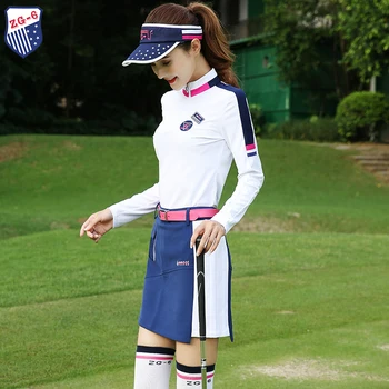 Golf Scurt Fusta A-Line Costume Femei, Camasi Cu Maneca Lunga Slim Fit De Înaltă Elastic Seturi De Îmbrăcăminte De Golf, De Tenis, De Sport Vânzare Fierbinte