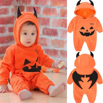 2022 Costume De Halloween Copil Nou-Născut Băieți Fete Romper Maneca Lunga, Hanorace Copil Dovleac Amuzant Fleece Salopeta Copilul Utilaje