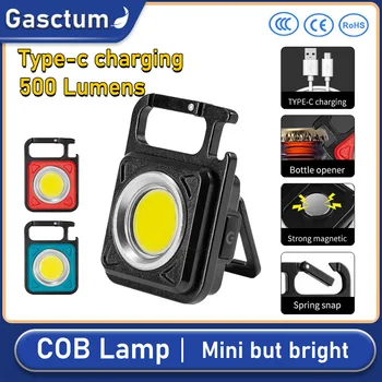 Mini Lanterna LED-uri 500LM Lumina de Lucru Portabil de Buzunar Lanterna, Brelocuri USB Reîncărcabilă în aer liber Camping Mică Lumină Tirbușon