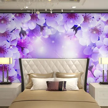 beibehang panouri de perete violet florale albe flori de papel de parede tapet 3d pentru camera de zi dormitor decor picturi murale de perete de hârtie