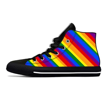 LGBT LGBTQ de Homosexuali și Lesbiene Curcubeu Mândrie Steagul Desene animate Casual Pânză Pantofi de Înaltă Top Confortabil Respirabil Imprimare 3D Bărbați Femei Adidași