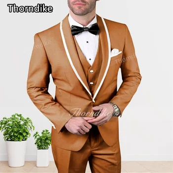 Thorndike 2023 Noi Sosesc Mire Costume Maro deschis Balul Petrecerea de Nunta a Bărbați Costum de Moda Formale Sacou Slim Fit 3pcs