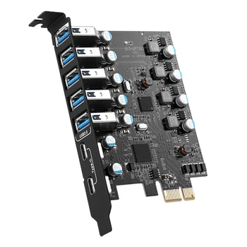 USB 3.0 PCI-E Card de Expansiune Adaptor PCIe cu 7 porturi USB3.0 Expansiune Card Adaptor USB3 PCI-e x1/x4/x8/x16 Controller Converter