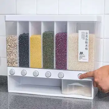 Montat Pe Perete Dispenser Cereale Bucătărie Organizator De Stocare Cereale De Orez Recipient Sigilat Hrana Uscata Găleată Containere De Depozitare A Alimentelor