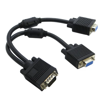 15 Pin VGA de sex masculin 2 feminin Y Splitter cablu Monitor SVGA Adaptor Extensie Video Converter Plumb pentru PC TV