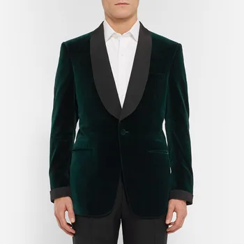 2022 Catifea Verde Slim Fit Barbati de Mireasa Costum de Mire Elegant-i Poarte Costume de Nunta Pentru Bărbați Costum Făcut de Moda New Sosire Blazer
