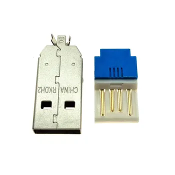 10set de 2 in 1 USB a Male Plug Cu Carcasa din Metal Shell 2.0 Conector USB Perforat Solderless Apăsați Sârmă Tip