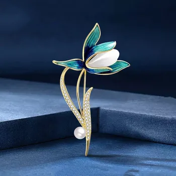 Noua Moda Floare de Email Brosa Pentru Femei Cristal Pearl Broșe Pini Catarama Bijuterii Brosa petrecere la Birou Pini Accesorii