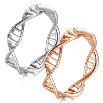 Simplu Gene ADN-ul Forma de Inel pentru Femei Dublu Helix a Crescut de Aur Argint Culoare Inel de Titan Genomului Inel Mai buni Prieteni Cadouri Bijuterii