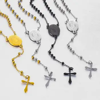 Noua Moda Cross Colier Rozariu Clasic Rugăciunea lui Iisus Lanț de Bijuterii Bărbați și Femei