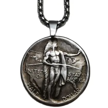 Epocă Veche Monedă De Argint Cu Pandantiv Placat Cu Bărbat / Femei Coliere Bijuterii P0041