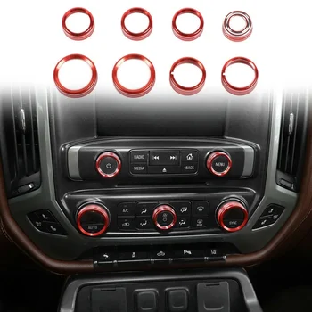 8 Buc Styling Auto Accesorii Auto Centrală de Control Buton Comutator Buton Inel Capac capitonat pentru Chevrolet Silverado 2014-2018