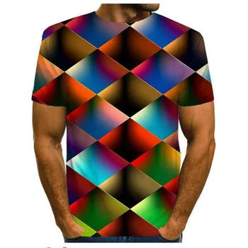 Vara bărbați cu mânecă scurtă imprimate 3D rotund gât T-shirt, cu imprimare față-verso de mari dimensiuni ultra-subțire și confortabil S-7XL