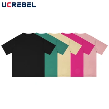 Vara Culoare Solidă Stil Simplu, cu Maneci Scurte T-shirt Mens Streetwear Liber Picătură Umăr Jumătate cu mâneci Sus de Bumbac