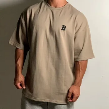 DUYIT 230g Bumbac Grele de Mari Dimensiuni Vrac cu Mânecă Scurtă Gât Rotund Top de Vară pentru Bărbați de Culoare Solidă Simplu T-Shirt