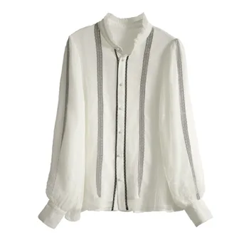 2023 Frumoase Bluze pentru Femei pentru Primavara-Vara Doamnelor Dantelă franțuzească piept de Singe Tricou Vrac Birou de sex Feminin Lady Style Topuri