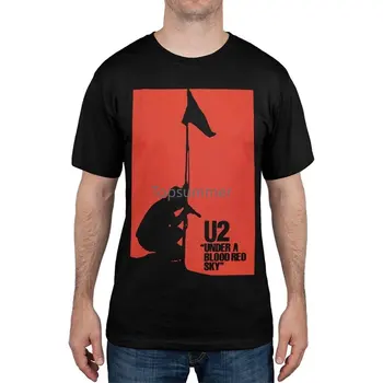 2018 Nou 100% Bumbac De Calitate De Top De Top O-Gat Maneci Scurte U2 - Mens Cerul Roșu T-Shirt Pentru Bărbați