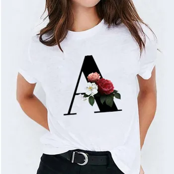 Harajuku 2023 Noi Topuri și 26 Litere Tipărite Femei Casual T-shirtsTee Vara Short Sleeve Graphic T Shirt Femei
