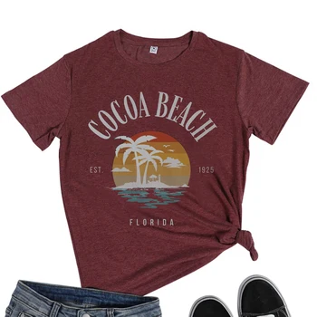Seeyoushy COCOA BEACH 2023 Vara Noul tricou Femei Tendință de Vacanță Femei Top Y2K Estetic Peisajul Natural Îmbrăcăminte Acotar