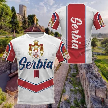 SERBIA MÂNDRU sârb Dragoste de Țară Steag 3D Imprimate de Înaltă Calitate T-shirt de Vară Gât Rotund Bărbați Femei Top Casual-1