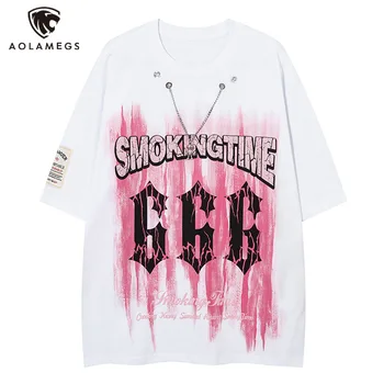 Hip Hop Vrac Barbati Streetwear T-shirt Casual Scrisoare de Imprimare 2023 Vară Mâneci Scurte Alb Negru Tricou Tricouri Cupluri de Moda de Top