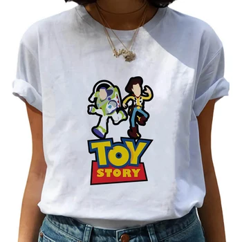 Femei Fete de vară Casual T-shirt cu Maneci Scurte O Gât Vrac Tricou Toy Story Woody, Buzz Lightyear Imprimare Unisex Topuri Dropship