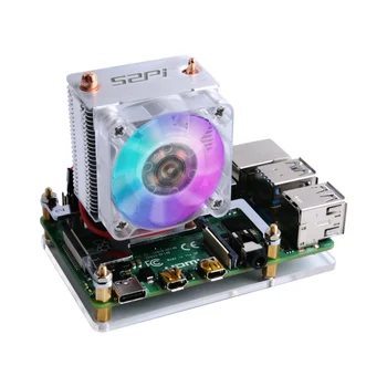 GHEATA Turn de Răcire Ventilator pentru Raspberry Pi 4B Super Disipare a Căldurii 7 Culori Suport Lumina + Acrilic Caz pentru RPI 4 Model B/3B/3B+