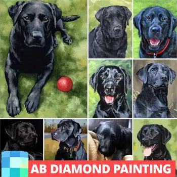AB DIY Diamant Pictura Negru Câine Labrador Retriever Complet Stras cruciulițe Diamant Mozaic Broderie Cadou de Crăciun