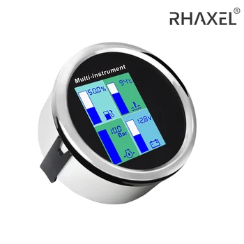 RHAXEL Universal 85mm Nivelul de Combustibil Temperatura Apei Indicator Presiune Ulei Voltmetru cu Alarmă pentru Tractor Barcă cu pânze Auto 12V 24V