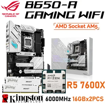 ASUS Placa de baza ROG STRIX B650-UN GAMING WIFI AMD B650 Socket AM5 Cu AMD Ryzen 5 7600X CPU Combo+RAM Kingston 6000MHz 32GB Kit
