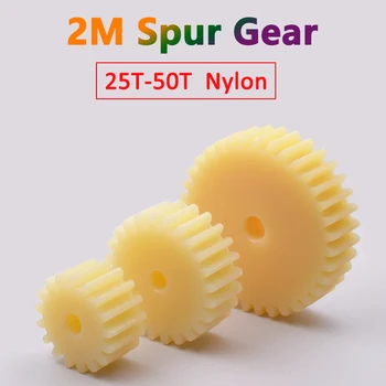1 buc Spur Gear 2 M 25T-50T Transmisie Antrenare Cilindrice de Viteze Nylon de Plastic 2 Modulul 25 26 27 28 29 30 32 34 35 36 38-50 Dinti