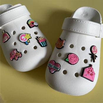 1buc PVC Trandafir Roz Bowknot Curcubeu Fete Pantofi Farmecele pentru Croc Pantofi Accesorii se Potrivesc Crocs Mansete Femei Femei Cadouri pentru Copii