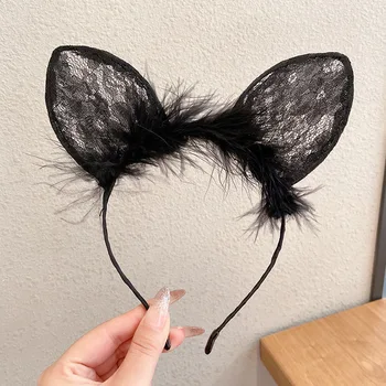 Coreeană distracție și drăguț dantela urechi de pisică cerc păr de sex feminin net cap roșu cerc sexy urechi de iepure Pentru machiaj accesorii de par